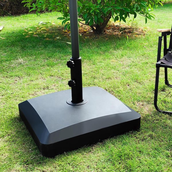 77 lbs. Fillable Capacity HDPE Plastic Mobile Patio Umbrella Base in Black