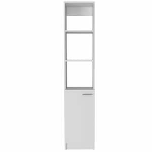 13.03 in. W x 10.4 in. D x 63.8 in. H White Particle Board Linen Cabinet with 5 Shelves