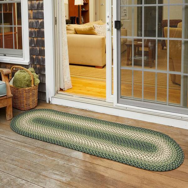 Rhody Rug Pioneer Green Multi 8 ft. x 8 ft. Round Indoor/Outdoor