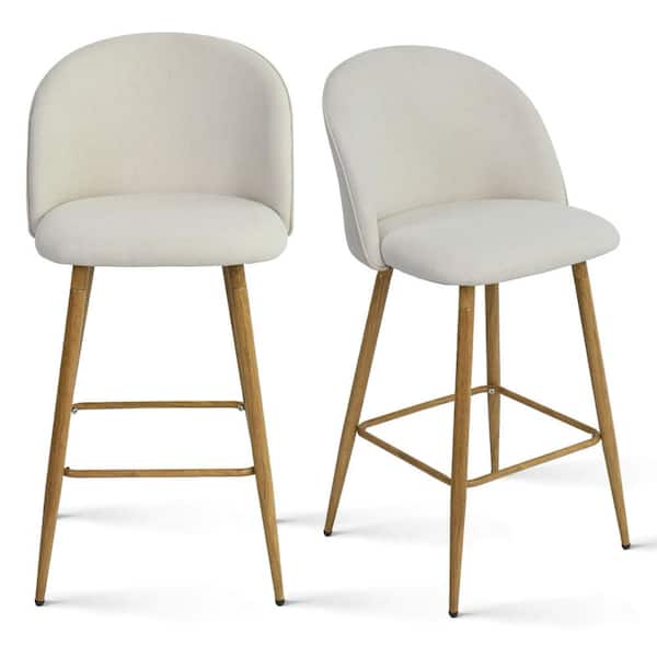 LAOTIES Upholstered High Back Metal Frame 26 in. Counter Stool (Set of 2) (16.3 in. W x 37.6 in. H)