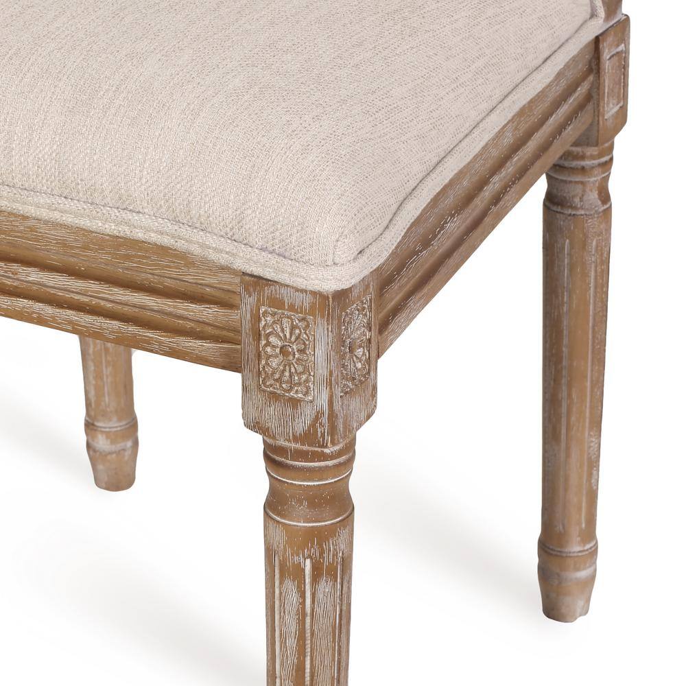 Elegant Beige Parsons Side Chair with Cane Backrest and Fluted Legs, Set of 2
