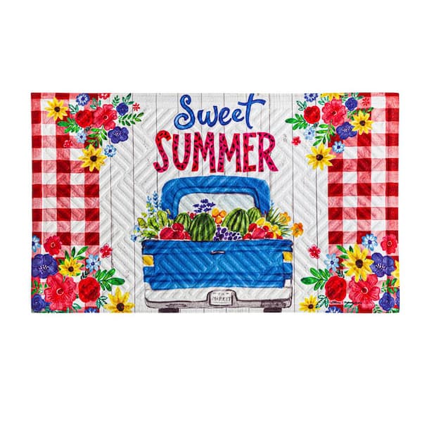 Evergreen 18 in. x 30 in. Sweet Summer Truck Embossed Door Mat