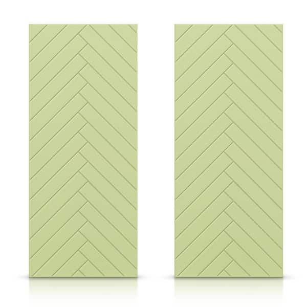 CALHOME 48 in. x 80 in. Hollow Core Sage Green Painted Composite MDF Interior Double Closet Sliding Doors