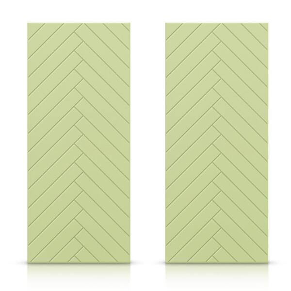 CALHOME 60 in. x 80 in. Hollow Core Sage Green Painted Composite MDF Interior Double Closet Sliding Doors