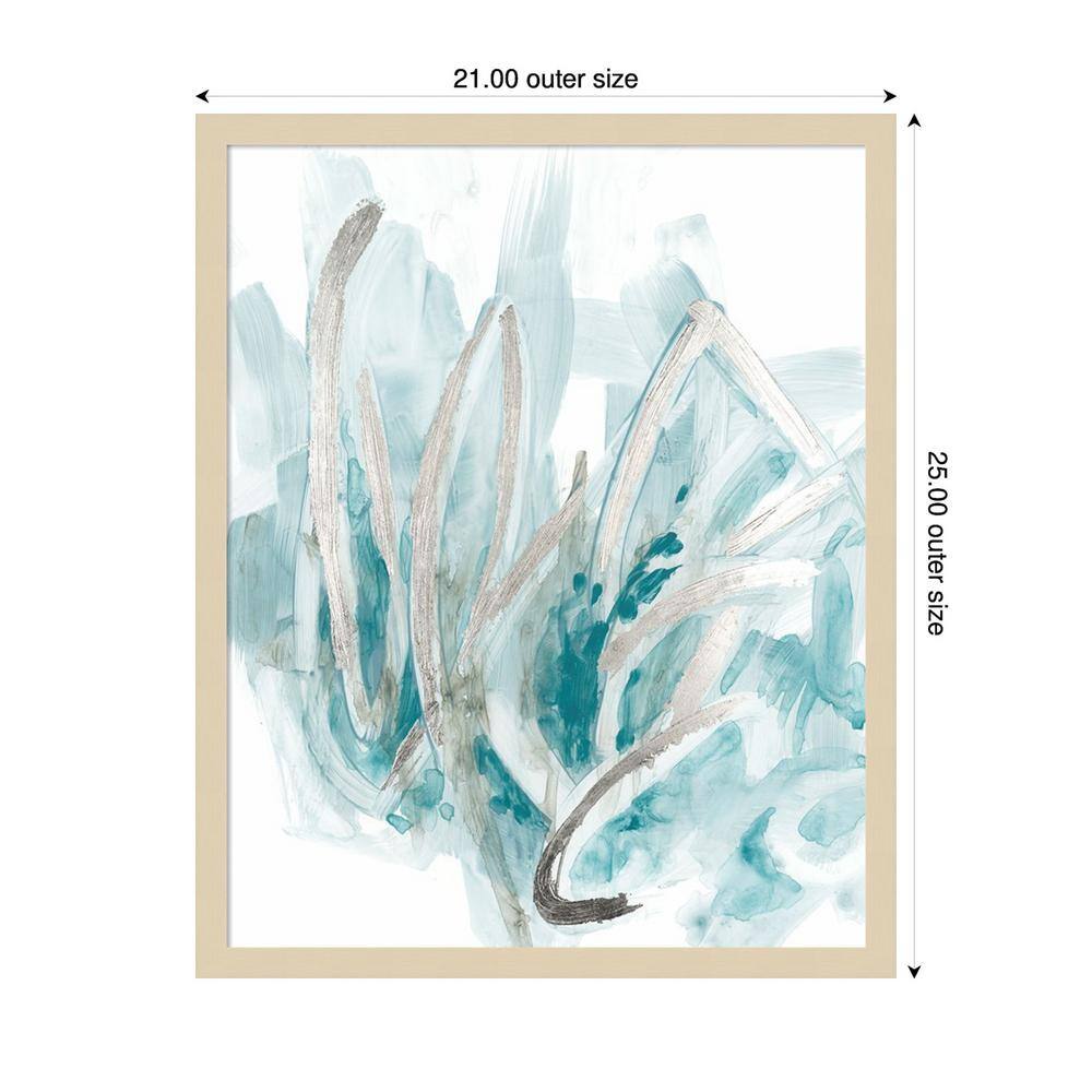 Embellished Aquatic Energy II Teal and Beige Abstract Framed Print