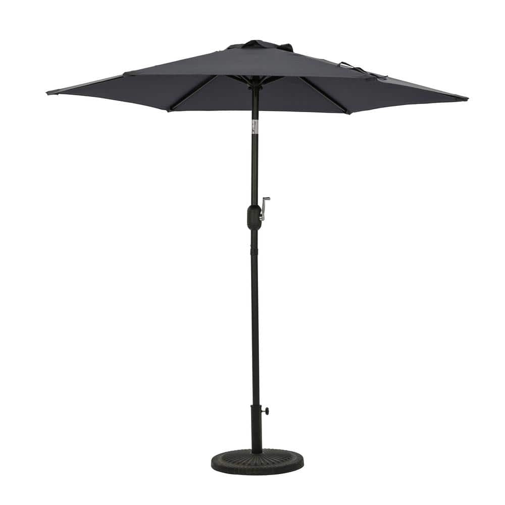 Slate Gray 7.5-ft Hexagon Steel Market Patio Umbrella