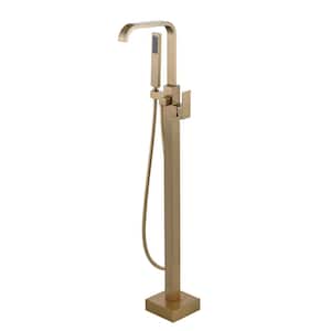 Single-Handle Freestanding Tub Faucet with Handheld Shower in. Gold