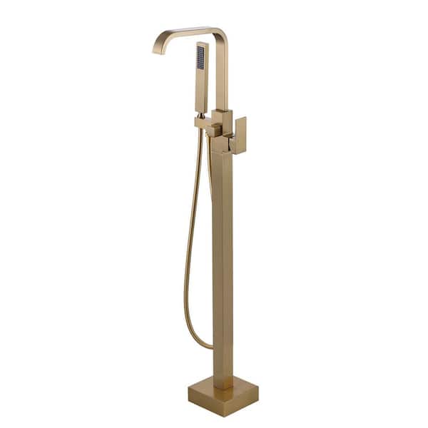 ALEASHA Single-Handle Freestanding Tub Faucet with Handheld Shower in. Gold