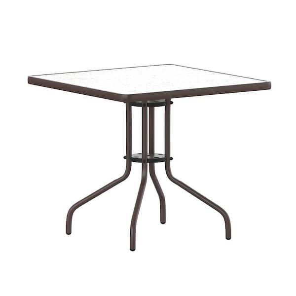 Brown Square Steel Outdoor Side Table