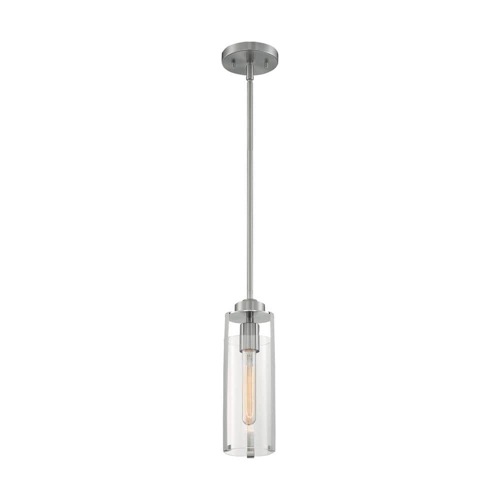 Marina Brushed Nickel Mini Pendant with Clear Glass Shade