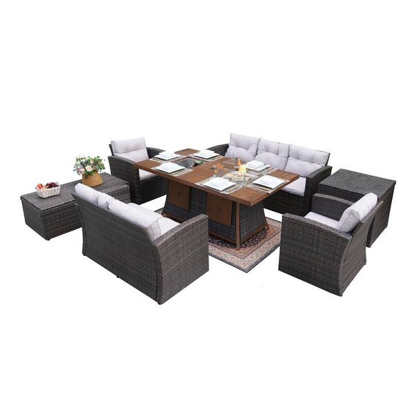 DIRECT WICKER Jessica 7Piece Wicker Patio Conversation Set with Gray