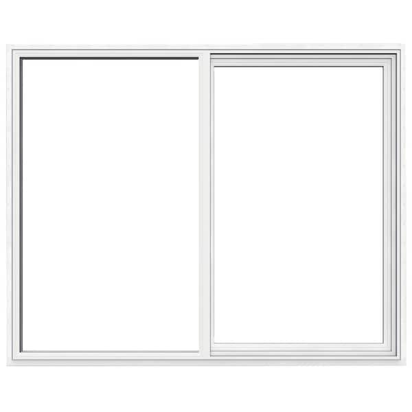 JELD-WEN 59.5 in. x 47.5 in. V-1500 Series White Left-Handed Vinyl Sliding Window with Fiberglass Mesh Screen