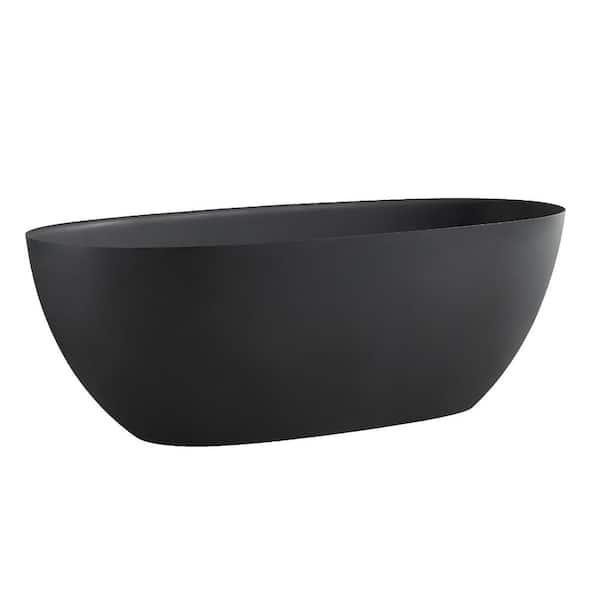 Patsy 65 in. Stone Resin Flatbottom Freestanding Bathtub in Black