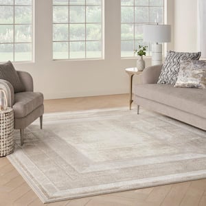 Glam Ivory 8 ft. x 10 ft. Geometric Contemporary Area Rug