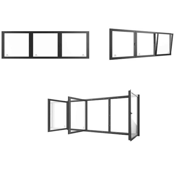 72 in. x 48 in. Lowe Triple Pane; Vinyl; Triple Sash; Replacement/New Construction; Tilt and Turn Window White/Black