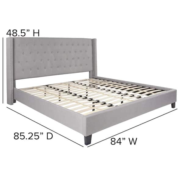 Gray Upholstery Wood Frame King Platform Bed with 4-Drawers