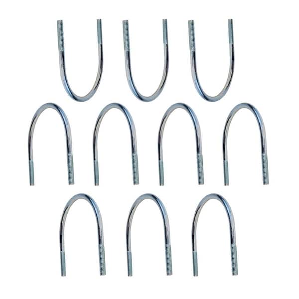 PLUMBFLEX 5 in. Light Duty Galvanized Steel U-Bolt Pipe Clamp with Hex Nuts (10-Pack)