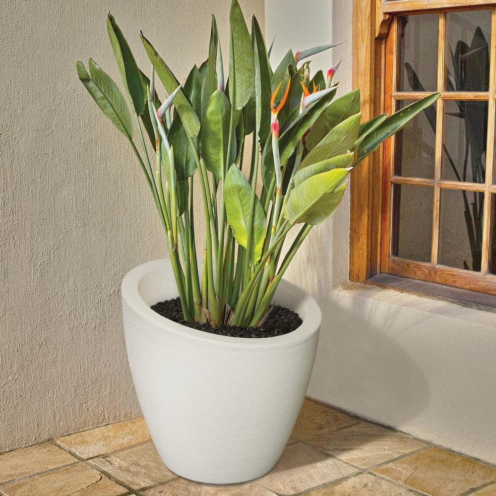 Modesto 22" Grooved White Polyethylene Round Planter