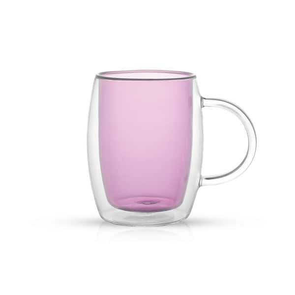 JoyJolt Aroma 13.5 oz Borosilicate Glass Pink Colored Double Wall