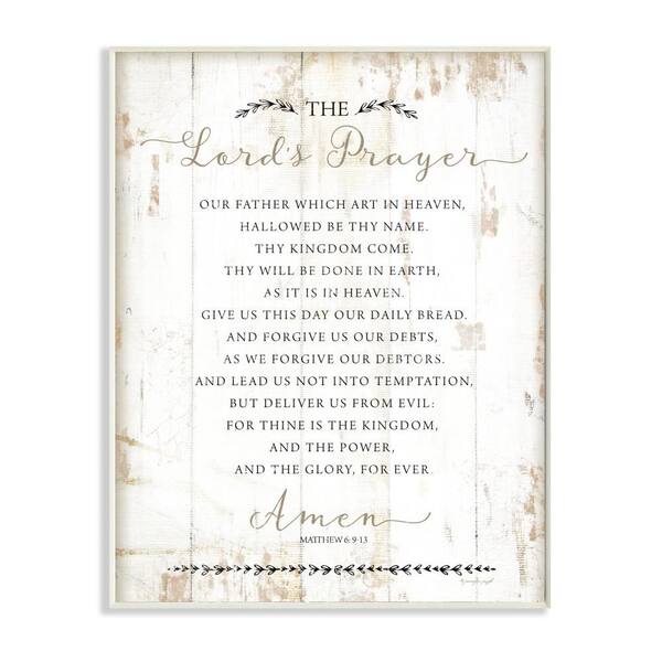 The Stupell Home Decor Collection 10 In X 15 In The Lords Prayer Our Father Rustic Distressed White Wood Look Wall Plaque Art By Jennifer Pugh Ewp 166 Wd 10x15 The Home Depot