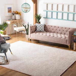 Metro Pink/Ivory 8 ft. x 10 ft. Solid Color Abstract Area Rug