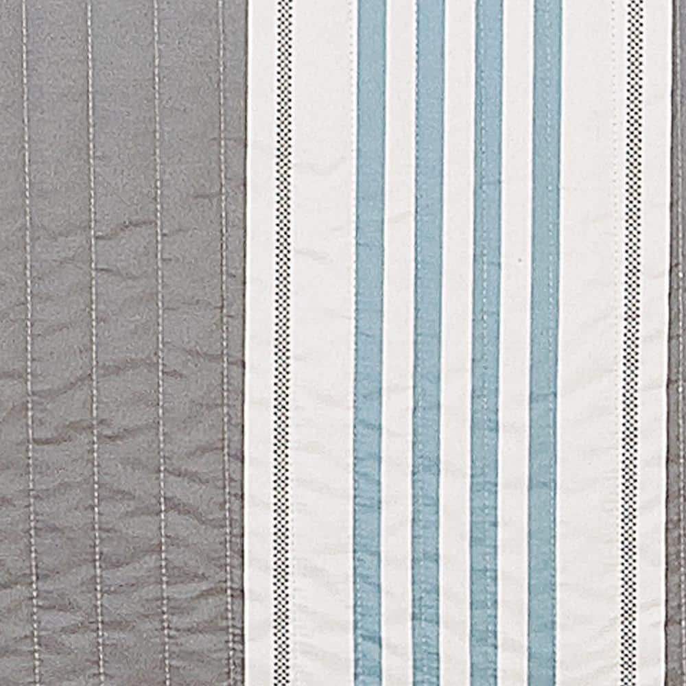 Blue and Gray Coastal Reversible Microfiber Full Quilt Set