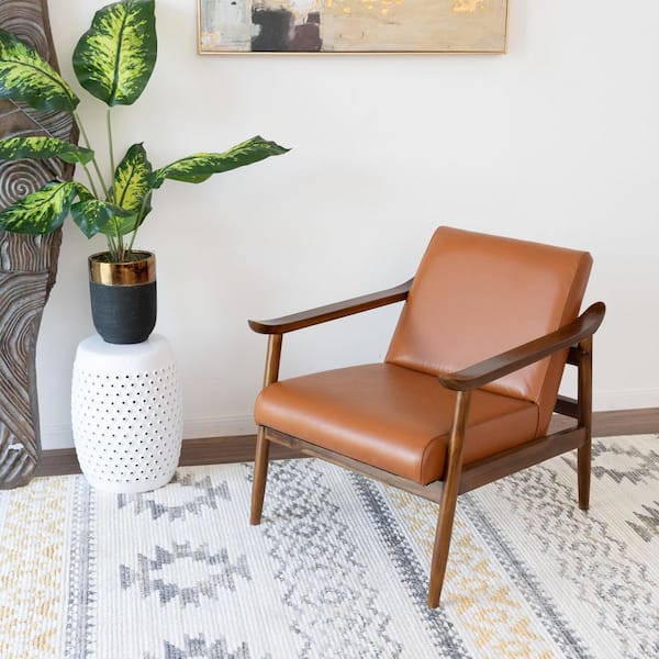 mid century modern harmony leather accent chair