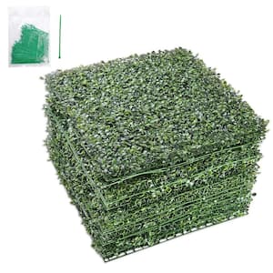 19.68 in. Artificial Plastic Boxwood Hedge Mat Set/Green Garden Fence (12-Pieces)
