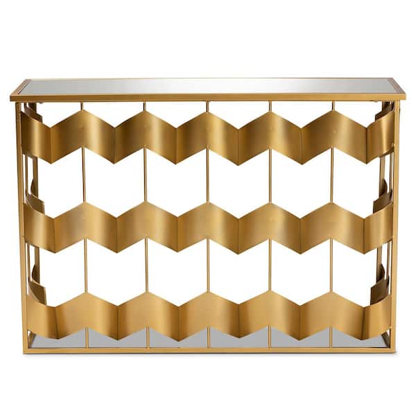 Baxton Studio Vega 47.2 in. Gold Rectangle Glass Console Table