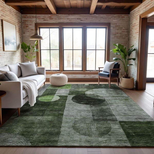 Mayfield Premium Machine Washable Abstract AMF1114 Fern 5 ft. x 7 ft. 6 in. Area Rug