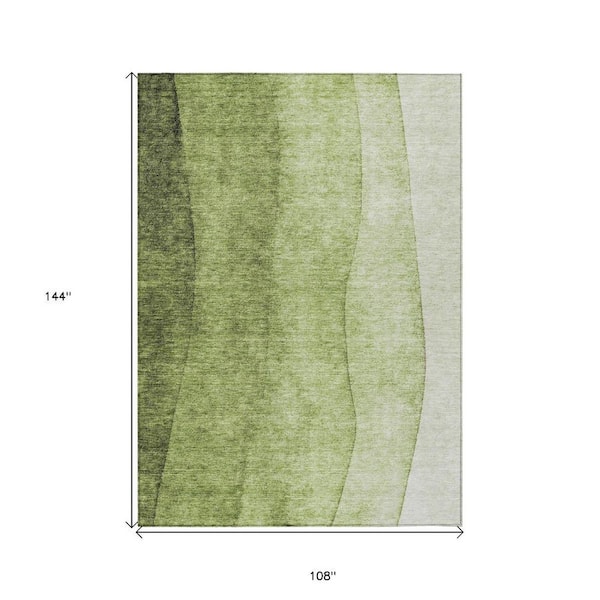 Olive Green, Artichoke Green 9 ft. x 12 ft. Woven Abstract Polyester Rectangle Indoor / Outdoor Area Rug