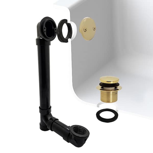 Westbrass 1-1/2 in. Tip Toe Schedule 40 ABS Bath Waste with Two-Hole Elbow in Polished Brass