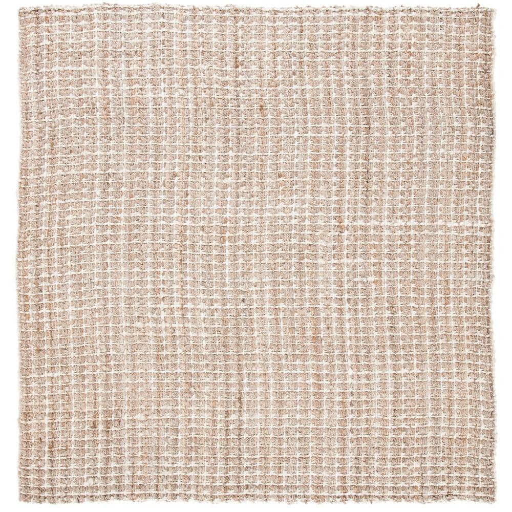 Ivory Hand-Knotted Square Natural Fiber Area Rug