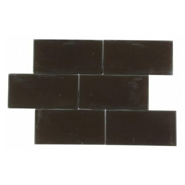 Splashback Tile Contempo 3 in. x 6 in. Mahogany Frosted Glass Tile