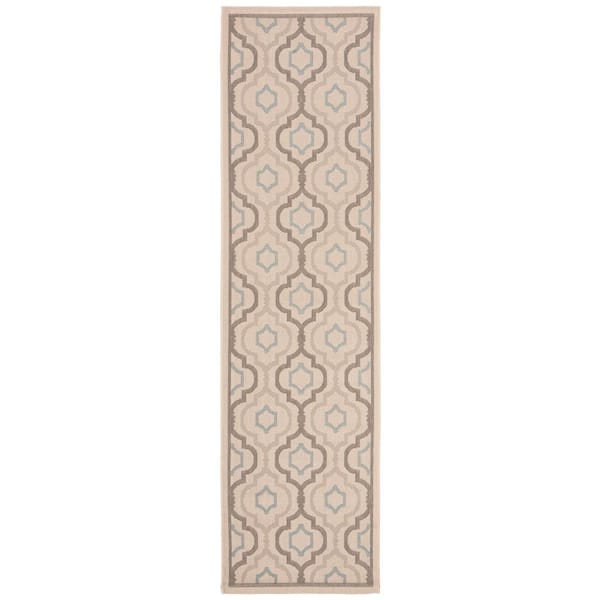 SAFAVIEH Courtyard Beige/Dark Beige 2 ft. x 12 ft. Indoor/Outdoor Patio  Runner