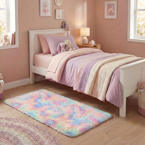 Rainbow Shag 2 ft. x 3 ft. Rainbow Abstract Solid Area Rug