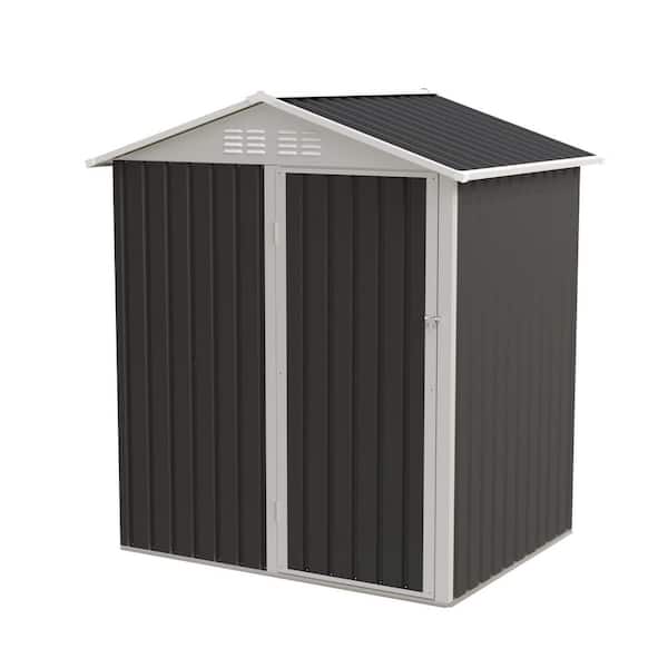 5 ft. W x 4 ft. D Dark Gray Metal Outdoor Storage Shed with Hinge Door(20 sq. ft. )