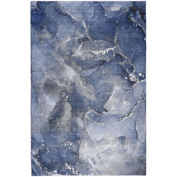 Dream Shag Premium Machine Washable Abstract ADS518 Navy 3 ft. x 5 ft. Area Rug