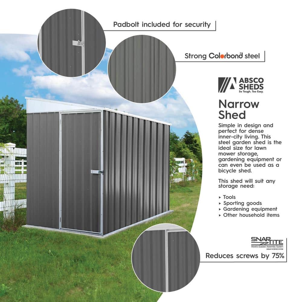 Absco 5' x 7' Gray Metal Bike Storage Shed
