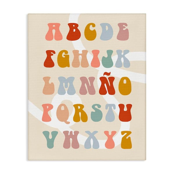 Stupell Industries Abstract ABC Spanish Alphabet by Lil' Rue Gallery Wrapped Unframed Typography Graphic Art Print 48 in. x 36 in.