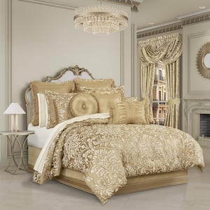 Augustina 4Pc. Gold Polyester King Comforter Set 96 X 110"