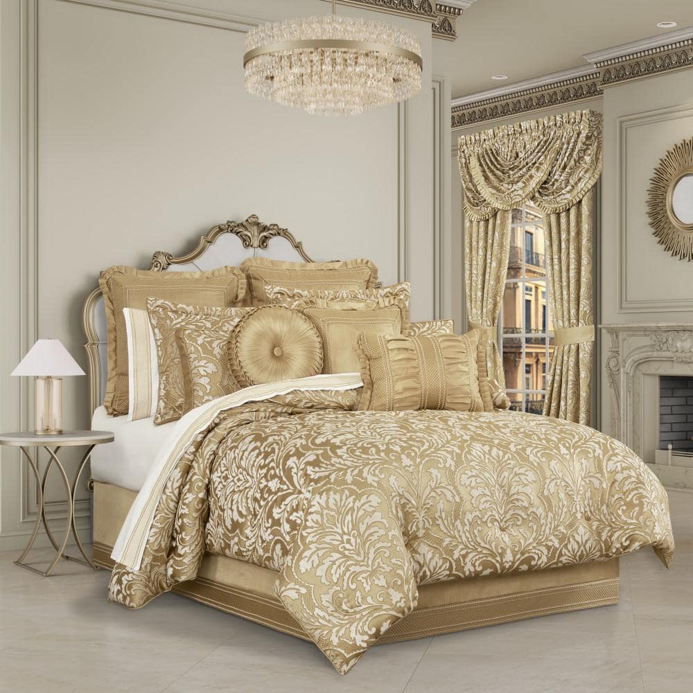 Augustina 4Pc. Gold Polyester California King Comforter Set 96 X 110