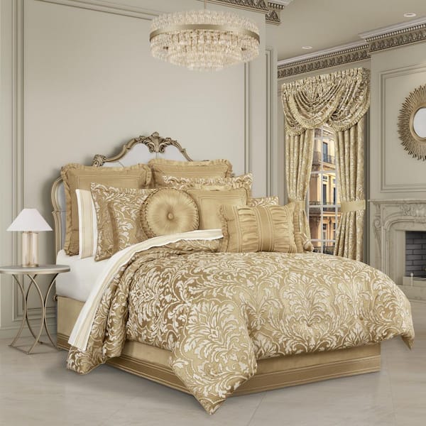 J QUEEN NEW YORK INC Augustina Gold Polyester Queen 4Pc. Comforter Set