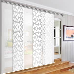 Whittaker 110 in. - 153 in. W x 94 in. L Adjustable 7-Panel White Single Rail Panel Track with 23.5 in. Slates