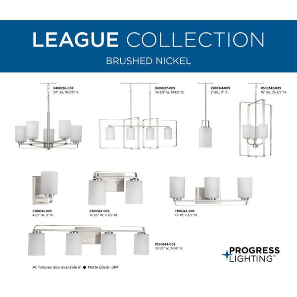 Progress Lighting League 3-Light Brushed Nickel Farmhouse Chandelier
