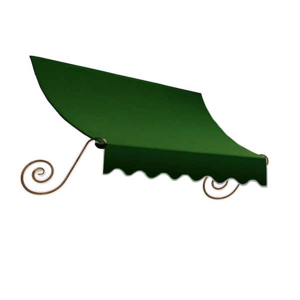 AWNTECH 10.38 ft. Charleston Fixed Awning 124.5 in. W x 24 in. H x 36 in. D Acrylic Fabric in Forest