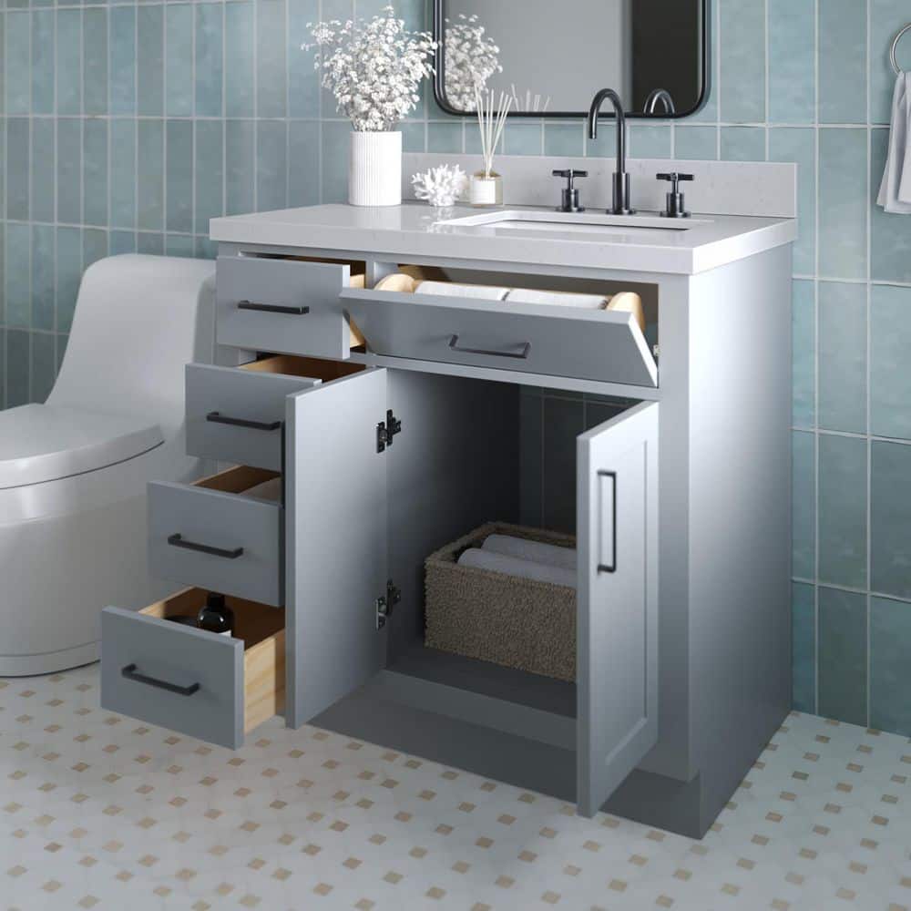 Hepburn 36" Gray Hardwood Freestanding Single Vanity Set