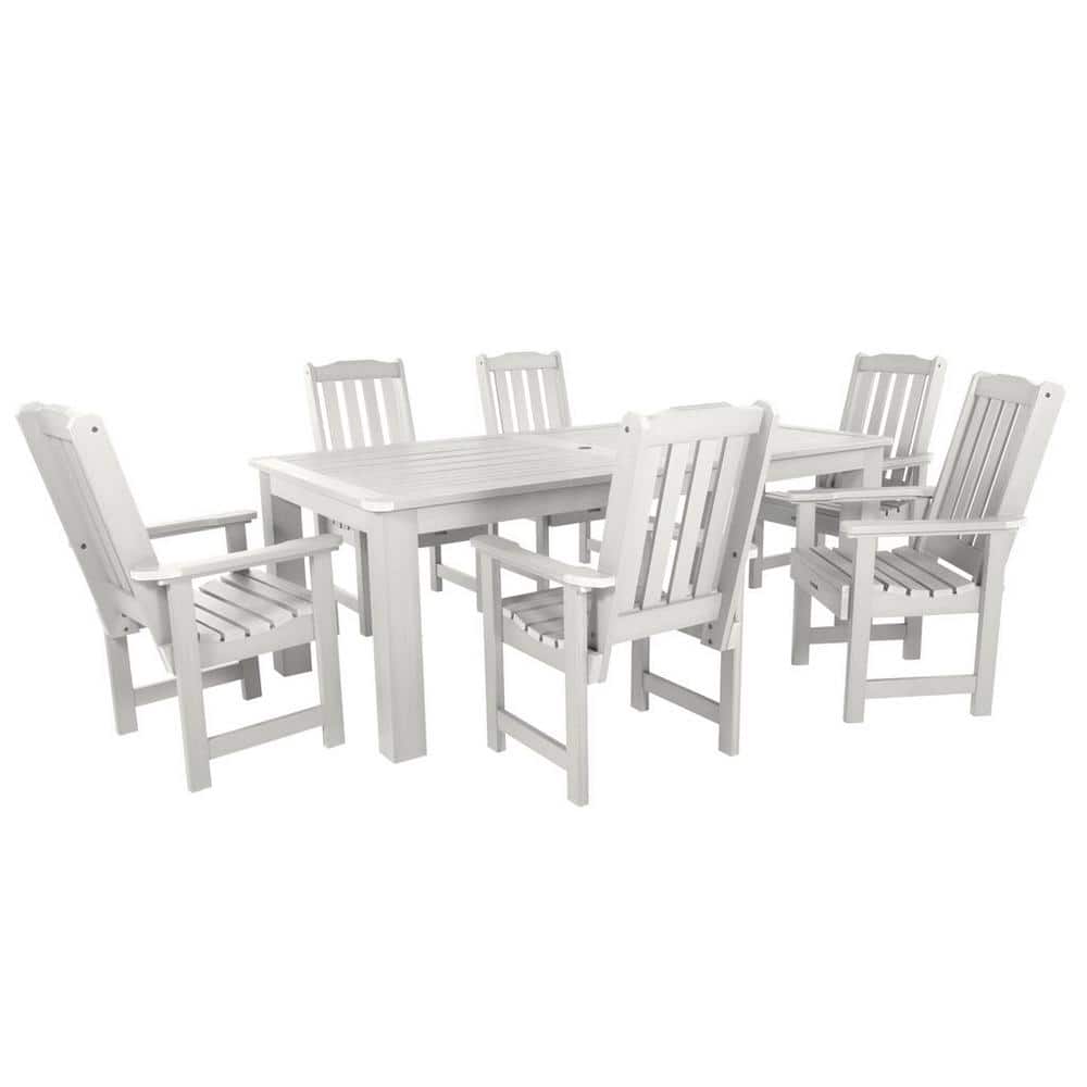 Lehigh 7-Piece White Recycled Plastic Dining Set