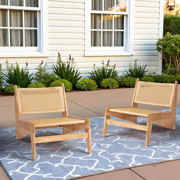 Natural Finish PE Wicker Accent Chair Set of 1
