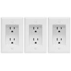 15 Amp 125 Volt Recessed Duplex Receptacle Outlet, White (3 Pack)